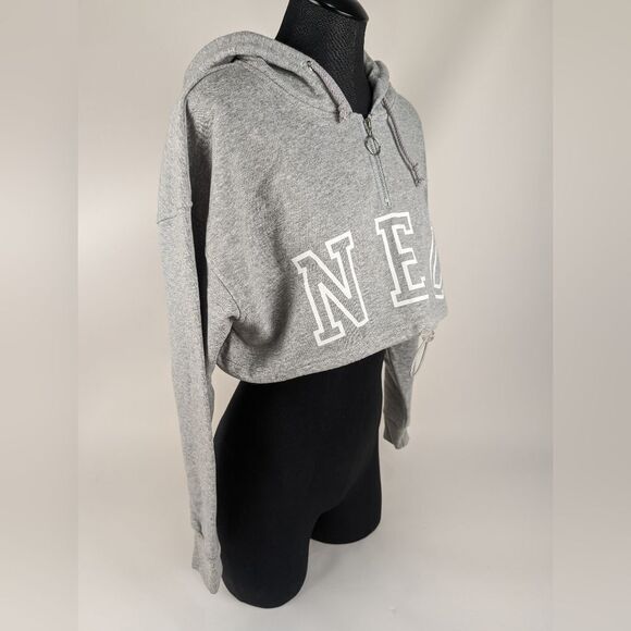 Cropped NEU Neuapparel Hoodie Sweatshirt Grey Women's Medium Long Sleeve - Picture 3 of 8